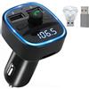 Kahaybeall Trasmettitore FM Bluetooth 5.3 per Auto Radio, Adattatore Bluetooth con Porte USB, Trasmettitore per Auto, Kit MP3 Lettore Audio, Kit MP3 Audio Lettore Caricabatterie Supporto BT, Scheda TF, Disco USB