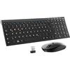 iclever Set tastiera e mouse wireless QWERTZ in alluminio 2.4G per computer, desktop, PC, laptop, Surface, Smart TV e Windows 10, 8, 7 e Vista XP Nero