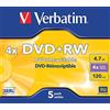 Verbatim Dvd+RW 4X, 4.7GB Branded Matt Silver,5 Pack, 43229 (Matt Silver,5 Pack)