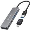 GRAUGEAR HUB USB 3.0 | 4 porte | 2 X USB-C | 2 X USB-A | Alluminio | Lunghezza del cavo 20 cm | Adattatore USB Type-C | 5 Gbit/s | G-HUB2A2C-AC 18042