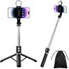 H.May Bastone Selfie Treppiede, 4 in 1 Treppiede Stabile con Luce di Riempimento, 130cm Selfie Stick Stabile Rinforzato con Telecomando Wireless Ricaricabile Compatibile con Smartphone Gopro Camera