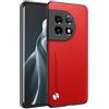 HAFFAN Custodia Cover Protettiva per Cellulare per OnePlus 11 5G (6.7 inches), Stile Similpelle - Rosso