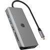 ICY BOX Stazione di ancoraggio USB-C (12-in-1) per 2 monitor (2X HDMI), 4K 60Hz, hub USB 3.0 a 5 porte, alimentazione da 100 W, Ethernet Gigabit, lettore di schede SD, IB-DK4061-CPD