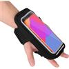 Gosknor Supporto da Polso per Telefono la Corsa, Supporto Polso Telefono con Impugnatura Nera Fascia Braccio Corsa Fascia Avambraccio per iPhone Pro Max Plus (16/15/14/13/12/11/X/XR) Galaxy S24/S10