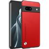 HAFFAN Custodia Cover Protettiva per Cellulare per Google Pixel 7A (6.1 inches), Stile Similpelle - Rosso