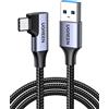 UGREEN Cavo USB C a USB 3.0 Ricarica Rapida in Nylon Intrecciato, Cavo USB Tipo C 90 Gradi 3A Compatibile con PS5, Galaxy S21 S20 FE S10 S9 A20, Redmi Note 10 Pro Note 9 Pro, Pocophone F1 (1M)