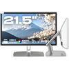 JapanNext Monitor Tattile Bianco 21.5 IPS Full HD (1920x1080) con braccio articolato | HDR | Ricarica via USB-C(65W) Altezza e inclinazione regolabili | G-Sync/FreeSync | JN-IPS2152FHDR-C65W-FLD-T