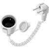 HuaLiSiJi Prolunga Estensibile a Spirale 16A 250V Cavo di Prolunga Schuko Spina con Contatto di Protezione IP44 da 0.6m a 1.5m Max per Esterno o Interno, Casa, Ufficio (Bianco, 1.5 m)