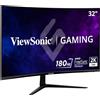 ViewSonic VX3218C-2K Monitor Gaming 32 pollici Curvo 1500R, monitor da gioco WQHD 1440p, 180 Hz, 1 ms MPRT, AMD FreeSync, HDR10, HDMI, DP