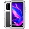 FONRESTutto il Corpo Custodia per Huawei P30 Lite, Love Mei 6,15-pollice Robusto Ibrido Alluminio Metallo Antiurto Antipolvere Cover con vetro temperato, Supporta la Ricarica Wireless (Argento)
