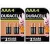 Duracell 8X Duracell AAA Ricaricabili 750 mAh (2 Blister Da 4 Batterie) 8 Pile Ministilo Ricaricabili