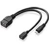Adaptare 40228 Cavo adattatore USB OTG Connettore USB typ A Buchse zu USB Typ B Buchse + B Stecker, Nero