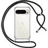 Pnakqil Cover per Google Pixel 9 Pro XL con Cordino, Trasparente Custodia con Laccio Tracolla Cellulare Girocollo Collana Protettiva per Pixel 9 Pro XL 6.8, Nero