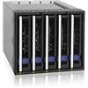 ICY DOCK Sistema Backplane per Rack Hot-Swap Portatili con cassetto Hot Swap per 5x HDD/SSD 2.5 o 3.5 SATA III 6Gb/s in 3 vani di alluminio da 5,25 - FatCage MB155SP-B