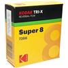 Kodak TXR-464 Tri-X Reversal, pellicola super 8 per film bianco e nero muto, 15 metri, Film #7278, ISO 200/160, USA