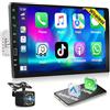 Motorsi 2 Din Bluetooth Autoradio Wireless A-pple Carplay Android Auto Radio, 9'' IPS Touchscreen Carplay Radio Con IOS/Android Mirror Link EQ AM FM/RDS SWC USB, Telecamera Di Retromarcia