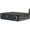 Dynavox DA‑200 amplificatore Hi‑Fi compatto in classe D con Bluetooth 5.0, USB‑DAC, ingressi ottico e coassiale, uscita subwoofer, chassis in alluminio, per audio PC e streaming musicale, nero