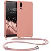 kwmobile Custodia Compatibile con Huawei P20 Cover - Back Case in Silicone TPU - Protezione Smartphone con Cordino - madre perla