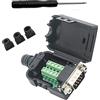 SHANFEILU DB9 Connettore breakout al cablaggio Terminale senza saldatura RS232 D-SUB Adattatore seriale maschio 9pin Port Breakout Board nucleo in gomma nera con custodia, cacciavite, dadi