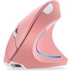WREWING Mouse verticale, mano destra 2.4 GHz, ergonomico ricaricabile, senza fili, 4 DPI regolabili 800/1200/1600/2400, 6 tasti, compatibile con PC, desktop e MAC