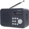 MangoKit MD2 Radio DAB con Bluetooth, radio digitale portatile, alimentata a rete e a batteria, radio FM da cucina, display, 40 stazioni preimpostate, sveglie, orologio, Snooze, cuffie - grigio scuro