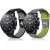 ToVioc 2 Cinturino per Xiaomi Watch 5/2/2 Pro/S5/S4/Xiaomi Mi Watch, 22mm Cinturini Silicone Traspirante Sport Cinturino per Amazfit Bip 6/Bip 5/Active Max/Balance 2 - Nero Grigio + Giallo Grigio