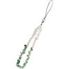 KGDUYC 1pcs Cordini per Telefono con Perline - Cinturino da Polso Collana per Cellulare Anti-Smarrimento Ciondolo a Mano per Cellulare con Perline Fatte a Mano in Pietra Naturale con（Verde + Perle）
