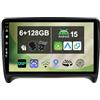 KeiDilie 9 [6G+128G] Android 14 Autoradio per Audi TT MK2 8J 2006-2012-Integrato Wireless CarPlay | Android Auto | DSP | GPS Sat Nav | Bluetooth 5.0 | Wifi | 4G | Mirror Link | 360° Panoramica+CAM&MIC