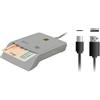 Woxter Lettore DNI elettronico con connessione tipo C - Smart DNI, DNI 3.0 e 4.0, tipo C, compatibile con PC e Mac, con adattatore tipo C a USB A. Colore bianco