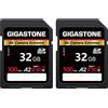GIGASTONE A2 V30 Scheda di Memoria SDHC 32 GB, Set da 2, 4K Camera Extreme, Velocità 100 MB/s per Fotocamera Canon Nikon Sony Panasonic, U3 UHS-I Classe 10 per 4K UHD Video, con 2 mini custodie