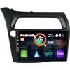 BXLIYER SXAUTO Android 15 IPS Autoradio Per Honda Civic (2006-2012) - 2G+64G - Senza fili Carplay & Android Auto - GRATUITI Telecamera - DAB Fast-boot Volante Split-Screen WIFI Bluetooth - 2 Din 9 Pollici
