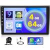 Hikity Autoradio Android 5G WiFi 4+64G per Audi A4 S4 RS4 8E B6 B7 (2002-2007) / Seat Exeo (2008-2012) Wireless Carplay Android Auto, autoradio con schermo IPS da 9 pollici con GPS Bluetooth DSP RDS SWC