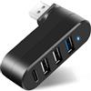 Azuxreza 4-Port USB 3.0 Hub con Collegamenti Rotativi 90°/180°, 3 Porte Standard e 1 Porta USB-C per Laptop, Auto, Mac Pro, iMac, MacBook e Più