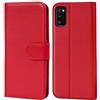 Verco custodia per Samsung A03s, Case per Samsung Galaxy A03s Cover PU Pelle Portafoglio Protettiva, Rosso