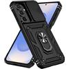 IMEIKONST Cover per Samsung Galaxy S26 Plus, Militare Armor Protezione Custodia Supporto ad Anello a 360° Copertura Fotocamera Scorrevole Antiurto Custodia per Samsung Galaxy S26 Plus. Nero JXT
