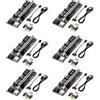 YABOANG VER009S Scheda Riser PCIE da 1X a 16X per GPU, con cavo di estensione USB 3.0 da 0,6 m - Cavo di alimentazione SATA a 6 pin - Scheda adattatore GPU Extender per Bitcoin Ethereum Mining ETH (6 pezzi)
