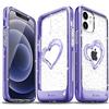 VENA vLove Cover Glitter Trasparente Compatibile con Apple iPhone 12 Mini (5.4-inch), (Heart Shape, CornerGuard Protection) Bling Custodia Case Protettiva - Viola