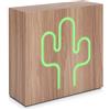 BigBen Interactive Neon Cactus Speaker, Dotato di Ricarica ad Induzione per Dispositivi Compatibili, Legno Chiaro