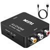Lerkely Convertitore video RCA a HDMI, AV a HDMI, supporto 720 1080P per fotocamera, Xbox 360, PS1, PS2, WII, N64, Gamecube, Snes, NES, PSP, lettore DVD, VHS