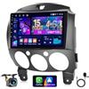 Hikity 4+64G Android 15 Autoradio per Mazda 2 2007-2014, 9 Pollici Touchscreen Schermo Auto Radio con CarPlay Android Auto Wireless BT Mirror Link Backup Camera Navi GPS WiFi FM RDS SWC