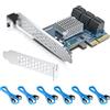 ipolex Scheda controller da PCIe X4 a SATA3.0, scheda di espansione SATA III 6Gbps a 6 porte, inclusi cavi SATA da 6 pezzi, supporto SSD e HDD, per Windows10/7/8/XP/Vista/linux, NON supporto RAID hardware