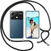 ISOI Custodia con Corda per Xiaomi Poco X6 PRO 5G, Custodia Trasparente in TPU Morbido Silicone Case con Cinturino Pendente Regolabile, Collana con Ci