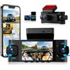 SIXTOP Dashcam 2K+1080P, protezione a 360 gradi, telecamera per auto con Wi-Fi a 5 GHz, controllo tramite app, visione notturna ultra, GPS, WDR, sensore G, registrazione in loop, supporto fino a 256 GB, moda