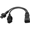 JSADZKJ C14 a C19 + C5 Y Splitter cavo di alimentazione C14 maschio a C19 femmina + C5 femmina cavo adattatore di alimentazione 10 A 250 V 1 in 2 Out Y splitter prolunga cavo di alimentazione per PDU
