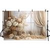 AIBIIN 2,1 x 1,5 m Boho Floreale Fotografia Sfondo Vintage Camera Finestra Tenda Fiori Sfondo Bambini Compleanno Adulti Incinta Ritratto Decor Prop Photo Studio