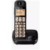 Panasonic KX-TGE110E - Telefono cordless single DECT con tasti grandi, con blocco delle chiamate indesiderate e display LCD (confezione con ricevitore singolo), nero