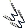 Kefiany Cavo audio adattatore da USB C a AUX (2 pezzi) cuffie Dongle Jack da 3,5 mm per iPhone 16 Tipo C DAC compatibile con Samsung adattatore per cuffie Samsung per connettore ausiliario auto microfono