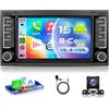 VECHTEL 8 CORE 6G+128G Autoradio Android 15 per VW Touareg 2004-2011 Transporter T5 Multivan 2004-2009, 7'' HD IPS Touchscreen co Carplay Android Auto senza Fili GPS Wi-Fi USB Bluetooth FM RDS Camera