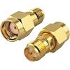 Boobrie Aggiornato 2PCS RP SMA Maschio a RP SMA Femmina Placcato Oro Adattatore RP-SMA Maschio a RP-SMA Femmina Prolunga RP-SMA Maschio per FPV Drone Signal Booster Dispositivo LAN Wireless