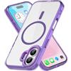 IMEIKONST Magnetica Cover per iPhone 17, Compatibile con MagSafe, Custodia Trasparente Protettiva di Grado Militare Anti Ingiallimento Cellulare Paraurti per iPhone 17. Viola BCCX